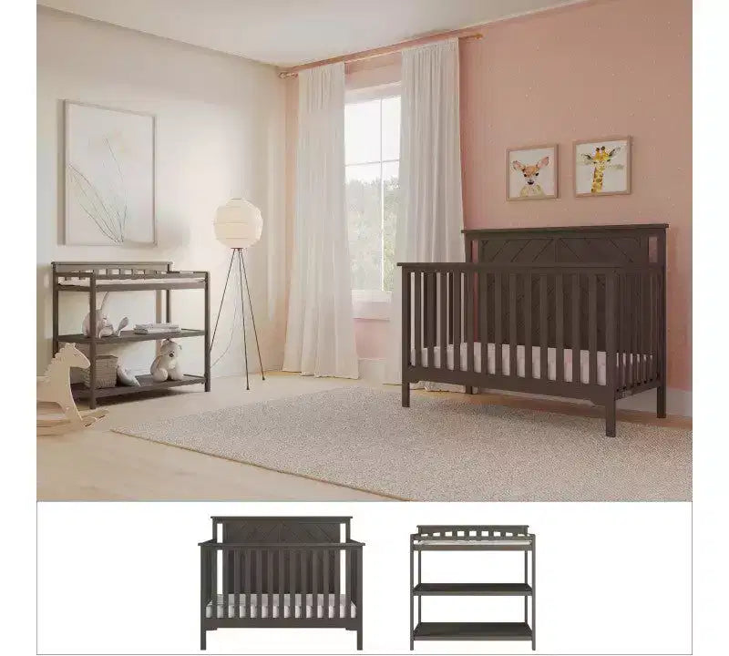 Ensemble de chambre de bébé 2 pièces Child Craft Hampton comprenant un lit de bébé convertible 4-en-1 à sommet plat et une table à langer