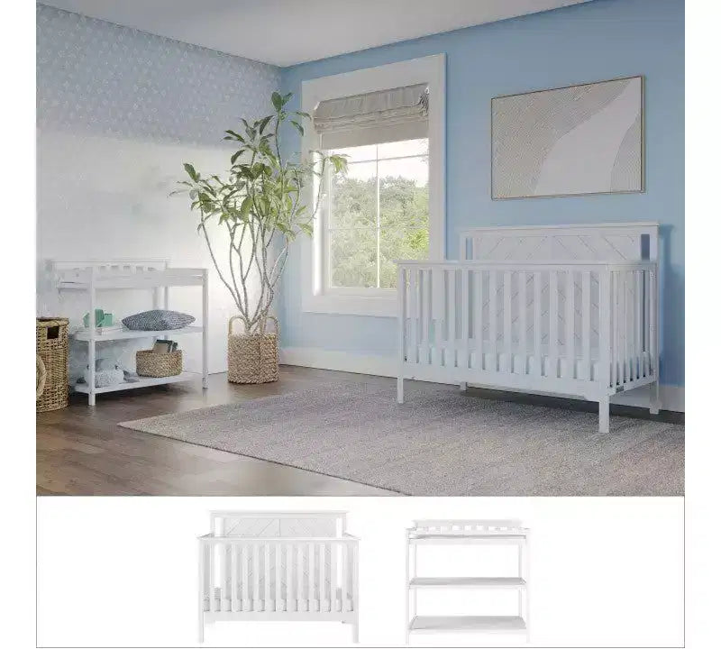 Ensemble de chambre de bébé 2 pièces Child Craft Hampton comprenant un lit de bébé convertible 4-en-1 à sommet plat et une table à langer