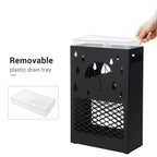 SONGMICS Porte-parapluies en métal, support rectangulaire pour parapluies, avec égouttoir amovible, 4 crochets, motif découpé, pour entrée, bureau, noir