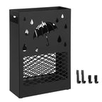 SONGMICS Porte-parapluies en métal, support rectangulaire pour parapluies, avec égouttoir amovible, 4 crochets, motif découpé, pour entrée, bureau, noir