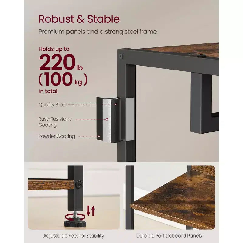 VASAGLE Coat Rack, Freestanding Hall Tree with Shelves,Hanging Rail,and Hooks,Space-Saving Coat Stand,Steel Frame