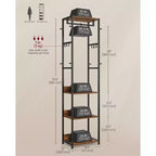 VASAGLE Coat Rack, Freestanding Hall Tree with Shelves,Hanging Rail,and Hooks,Space-Saving Coat Stand,Steel Frame
