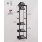 VASAGLE Coat Rack, Freestanding Hall Tree with Shelves,Hanging Rail,and Hooks,Space-Saving Coat Stand,Steel Frame