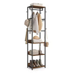 VASAGLE Coat Rack, Freestanding Hall Tree with Shelves,Hanging Rail,and Hooks,Space-Saving Coat Stand,Steel Frame