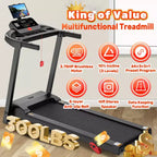 Tapis de course incliné capacité 136 kg, tapis de course pliable 3,75 CV pour la maison, 71 programmes, contrôle via application, 12 km/h, haut-parleur HiFi, absorption des chocs, cadeau sangle de genou
