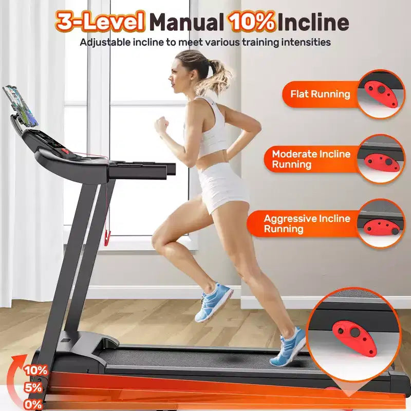 Tapis de course incliné capacité 136 kg, tapis de course pliable 3,75 CV pour la maison, 71 programmes, contrôle via application, 12 km/h, haut-parleur HiFi, absorption des chocs, cadeau sangle de genou