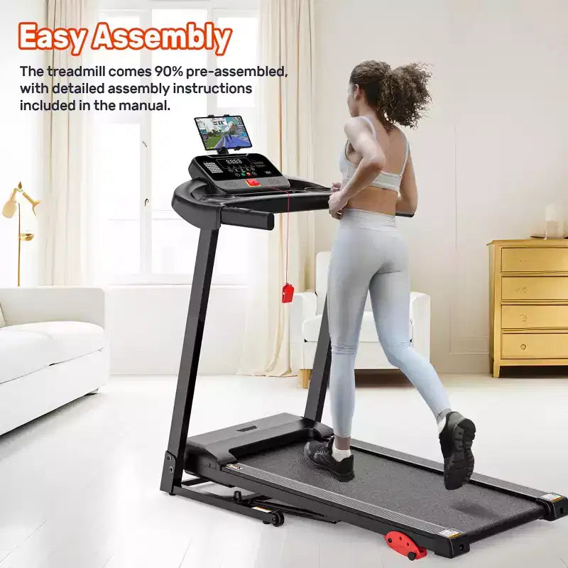 Tapis de course incliné capacité 136 kg, tapis de course pliable 3,75 CV pour la maison, 71 programmes, contrôle via application, 12 km/h, haut-parleur HiFi, absorption des chocs, cadeau sangle de genou
