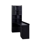 Bureau d'angle avec huche, Bureau d'angle avec huche et tiroirs, Bureau informatique moderne pour bureau à domicile et salle d'étude, Table d'étude et d'écriture 2-en-1