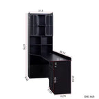 Bureau d'angle avec huche, Bureau d'angle avec huche et tiroirs, Bureau informatique moderne pour bureau à domicile et salle d'étude, Table d'étude et d'écriture 2-en-1
