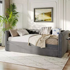 Christopher Knight Home Upholstered Tufted Button Velvet Daybed with Trundle