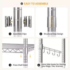 3 Tier Clothes Rack with Wheels, Heavy Duty Garment Rack with 2 Hanging Rod, Freestanding Closet Organizer for Bedroom Living Room