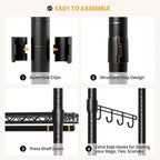 3 Tier Clothes Rack with Wheels, Heavy Duty Garment Rack with 2 Hanging Rod, Freestanding Closet Organizer for Bedroom Living Room