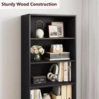 COZONY Bibliothèque 6 niveaux de 181 cm avec portes - Étagère de rangement en bois, meuble de rangement sur pied pour bureau, salon, chambre, cuisine