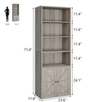 COZONY Bibliothèque 6 niveaux de 181 cm avec portes - Étagère de rangement en bois, meuble de rangement sur pied pour bureau, salon, chambre, cuisine
