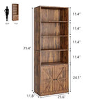 COZONY Bibliothèque 6 niveaux de 181 cm avec portes - Étagère de rangement en bois, meuble de rangement sur pied pour bureau, salon, chambre, cuisine