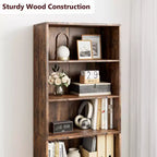 COZONY Bibliothèque 6 niveaux de 181 cm avec portes - Étagère de rangement en bois, meuble de rangement sur pied pour bureau, salon, chambre, cuisine