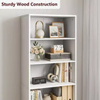 COZONY Bibliothèque 6 niveaux de 181 cm avec portes - Étagère de rangement en bois, meuble de rangement sur pied pour bureau, salon, chambre, cuisine