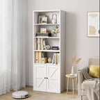 COZONY Bibliothèque 6 niveaux de 181 cm avec portes - Étagère de rangement en bois, meuble de rangement sur pied pour bureau, salon, chambre, cuisine