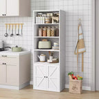 COZONY Bibliothèque 6 niveaux de 181 cm avec portes - Étagère de rangement en bois, meuble de rangement sur pied pour bureau, salon, chambre, cuisine