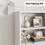 COZONY Bibliothèque 6 niveaux de 181 cm avec portes - Étagère de rangement en bois, meuble de rangement sur pied pour bureau, salon, chambre, cuisine