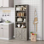 COZONY Bibliothèque 6 niveaux de 181 cm avec portes - Étagère de rangement en bois, meuble de rangement sur pied pour bureau, salon, chambre, cuisine