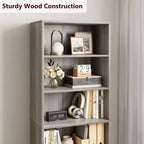 COZONY Bibliothèque 6 niveaux de 181 cm avec portes - Étagère de rangement en bois, meuble de rangement sur pied pour bureau, salon, chambre, cuisine