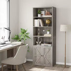 COZONY Bibliothèque 6 niveaux de 181 cm avec portes - Étagère de rangement en bois, meuble de rangement sur pied pour bureau, salon, chambre, cuisine