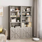 COZONY 71.4 Tall 6-Tier Bookcase with Doors  Wooden Storage Bookshelf, Floor Standing Display Storage for Office, Living Room, Bedroom, Kitchen