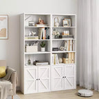 COZONY Bibliothèque 6 niveaux de 181 cm avec portes - Étagère de rangement en bois, meuble de rangement sur pied pour bureau, salon, chambre, cuisine