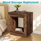 TUYOHW Rustic Walnut Finish Wood End Table,Heavy-Duty Nightstand with Ample Storage,Bedroom & Living Room Side Table