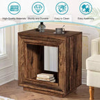 TUYOHW Rustic Walnut Finish Wood End Table,Heavy-Duty Nightstand with Ample Storage,Bedroom & Living Room Side Table