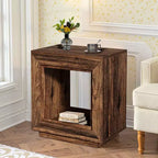 TUYOHW Rustic Walnut Finish Wood End Table,Heavy-Duty Nightstand with Ample Storage,Bedroom & Living Room Side Table