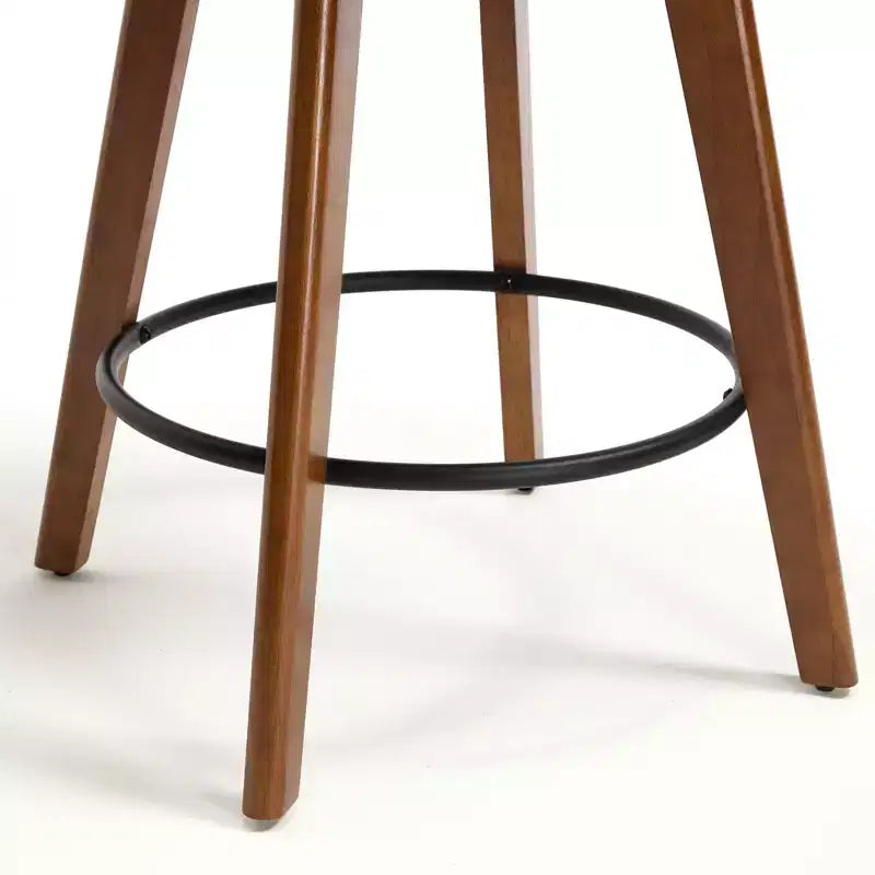 Bekrvio 25 Tabouret de comptoir pivotant, lot de 1, assise en lin rembourrée de 4,33 avec dossier, accoudoirs, cadre en bois d'hévéa, tabouret de bar moderne du milieu du siècle, sable