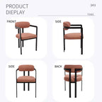 TUYOHW 2 PCS Kitchen Chairs with Matte Metal Legs,Boucle Dining Chairs with Open & Curved Backrest,Ergonomic Dining Room Chairs for Living Room