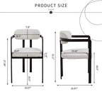 TUYOHW 2 PCS Kitchen Chairs with Matte Metal Legs,Boucle Dining Chairs with Open & Curved Backrest,Ergonomic Dining Room Chairs for Living Room