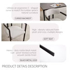 TUYOHW 2 PCS Kitchen Chairs with Matte Metal Legs,Boucle Dining Chairs with Open & Curved Backrest,Ergonomic Dining Room Chairs for Living Room