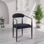 TUYOHW 2 PCS Kitchen Chairs with Matte Metal Legs,Boucle Dining Chairs with Open & Curved Backrest,Ergonomic Dining Room Chairs for Living Room