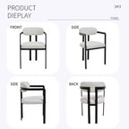 TUYOHW 2 PCS Kitchen Chairs with Matte Metal Legs,Boucle Dining Chairs with Open & Curved Backrest,Ergonomic Dining Room Chairs for Living Room