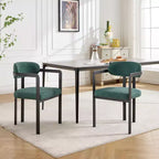 TUYOHW 2 PCS Kitchen Chairs with Matte Metal Legs,Boucle Dining Chairs with Open & Curved Backrest,Ergonomic Dining Room Chairs for Living Room