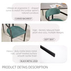 TUYOHW 2 PCS Kitchen Chairs with Matte Metal Legs,Boucle Dining Chairs with Open & Curved Backrest,Ergonomic Dining Room Chairs for Living Room