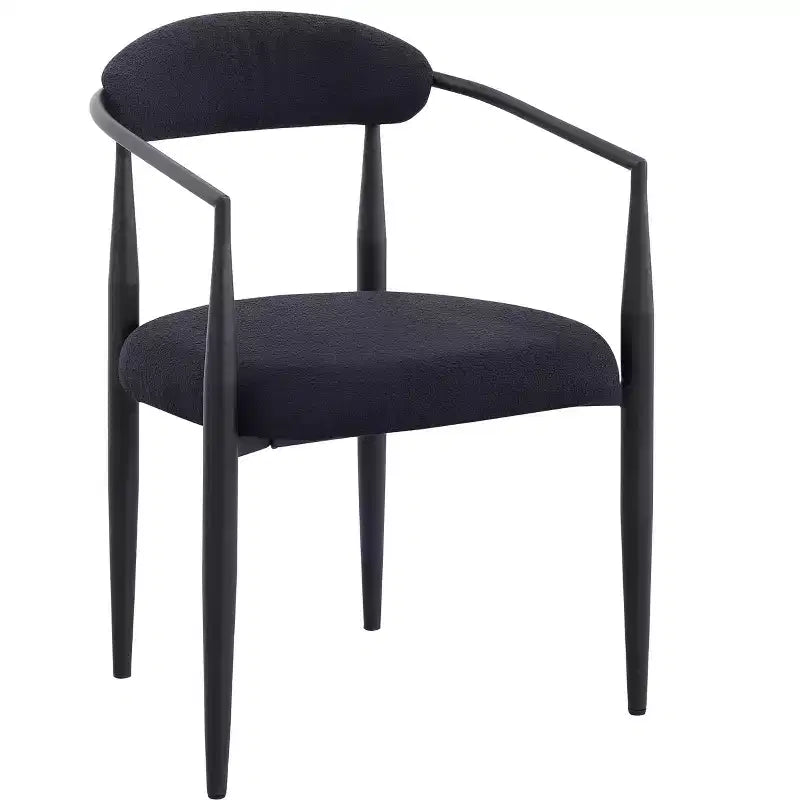 TUYOHW 2 PCS Kitchen Chairs with Matte Metal Legs,Boucle Dining Chairs with Open & Curved Backrest,Ergonomic Dining Room Chairs for Living Room