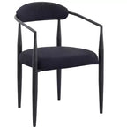TUYOHW 2 PCS Kitchen Chairs with Matte Metal Legs,Boucle Dining Chairs with Open & Curved Backrest,Ergonomic Dining Room Chairs for Living Room