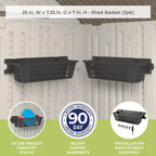 Suncast Lot de 12 paniers en résine de 63,5 x 18,4 cm, accessoire pour abri de jardin, noir