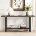 Console Table 62.9, Modern Minimalist, Solid Wood Entryway/Sofa Table with Metal Accents & Shelves for Living Room Hallway
