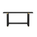 Console Table 62.9, Modern Minimalist, Solid Wood Entryway/Sofa Table with Metal Accents & Shelves for Living Room Hallway