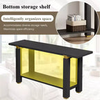Console Table 62.9, Modern Minimalist, Solid Wood Entryway/Sofa Table with Metal Accents & Shelves for Living Room Hallway