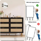 Natural Rattan 6 Drawer Dresser for Bedroom,Chest of Drawers with Gold Legs and Gold Handles,Wide Double Dresser with Large Tabletop and Anti-Tipping