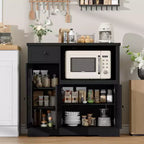 Storage Cabinet with Adjustable Shelves & Microwave Stand, Buffet Sideboard with Drawer, Single and Double Doors for Kitchen, Dining Room
