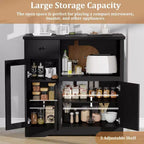 Storage Cabinet with Adjustable Shelves & Microwave Stand, Buffet Sideboard with Drawer, Single and Double Doors for Kitchen, Dining Room