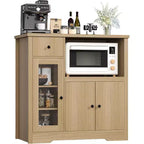 Storage Cabinet with Adjustable Shelves & Microwave Stand, Buffet Sideboard with Drawer, Single and Double Doors for Kitchen, Dining Room